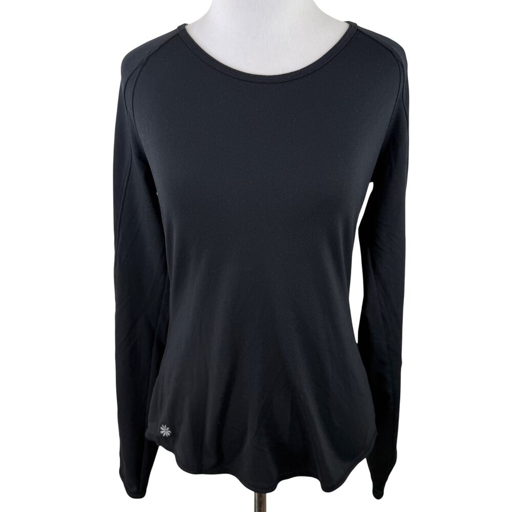 Athleta Women's Black Running Wild Reflective Long Sleeve Shirt Size Small